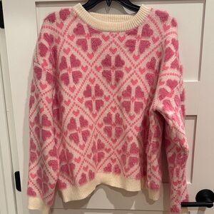 Chic Pink and Cream Women's Sweater